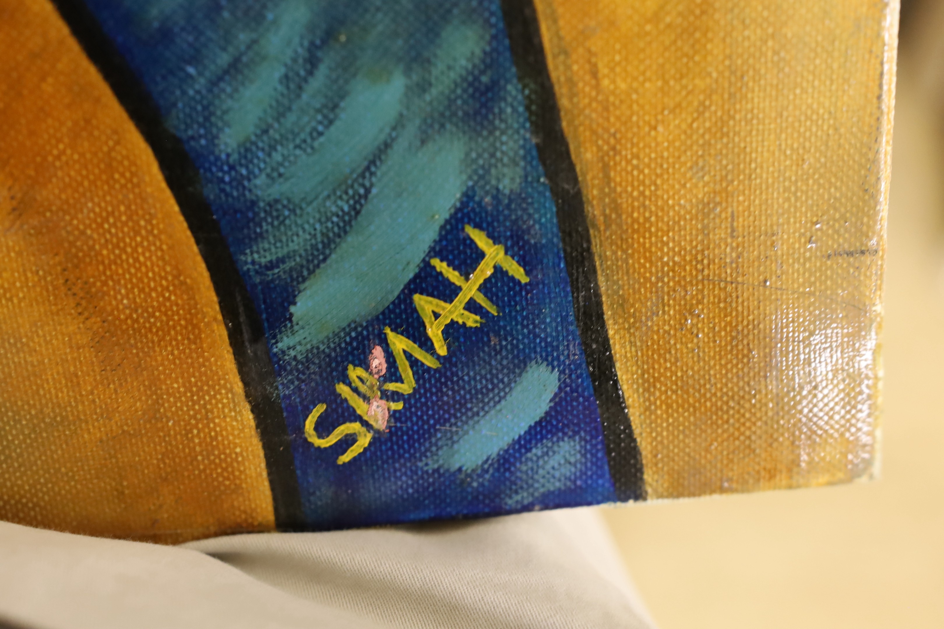 Samah, oil on canvas, Woman in a bikini, signed, 73 x 50cm, unframed